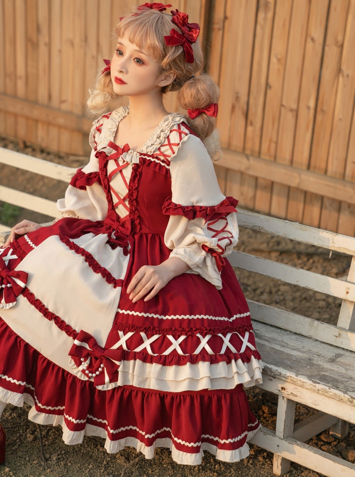 Kleid Lolita Schnürung Schnürung + Haarband Prinzessin
