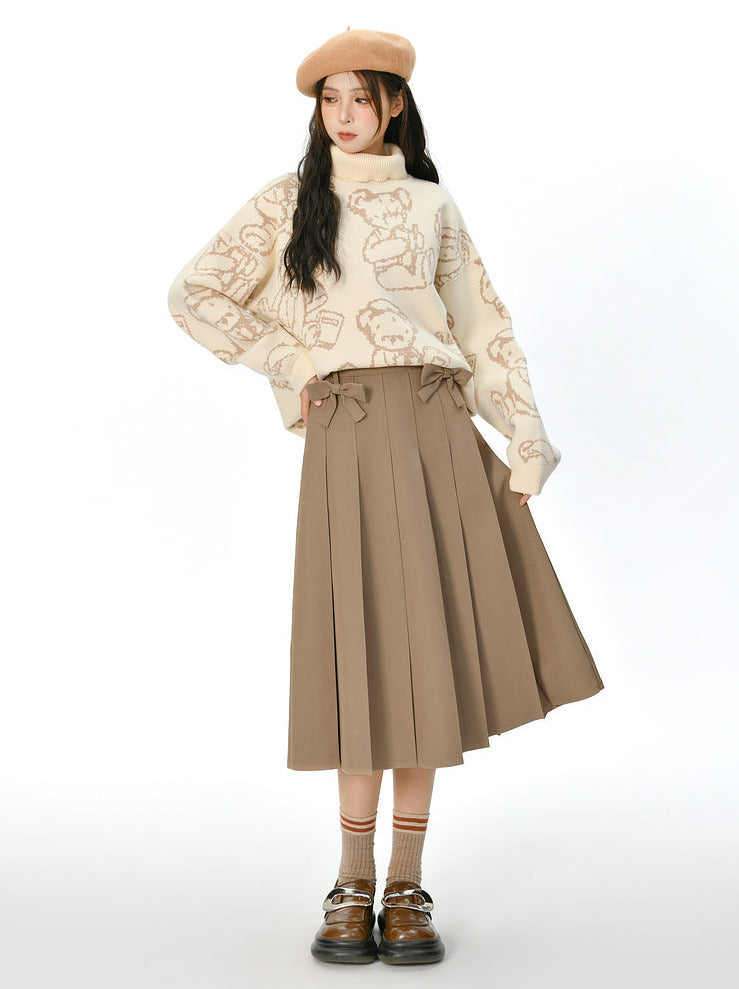 Ribbon Skirt Preppy Style Pleated Retro