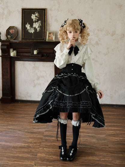 アシンメトリースカート エレガントなフリルフレアブラウス