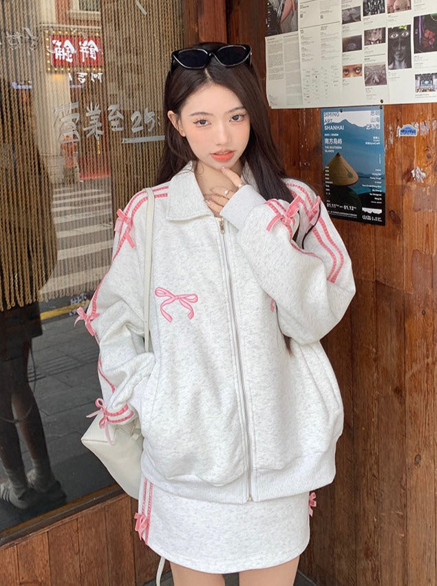 リボンアームスカートカジュアル+ジャケットタイト