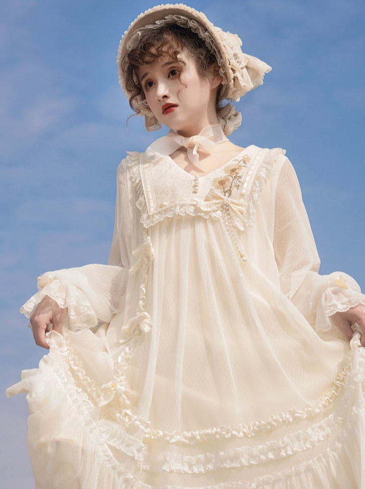 Sunflower Pure Dress White Sweet Lolita