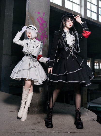 Armeerock Dunkel Asymmetrisch Militär + Uniform + Hemd Mantel