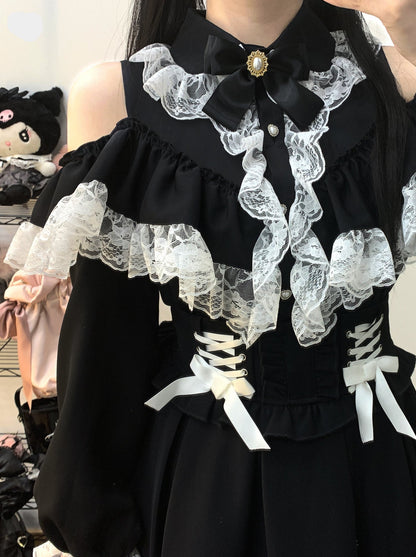 Schulterfreies Hemd mit Schleifenspitze