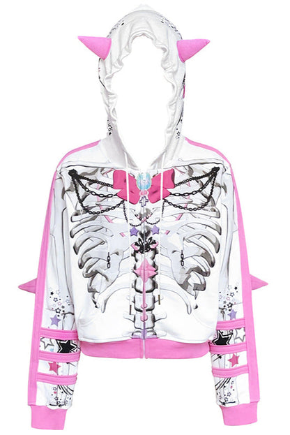 Kapuzenpullover mit Schleife, Sweatshirt mit Tiermuster