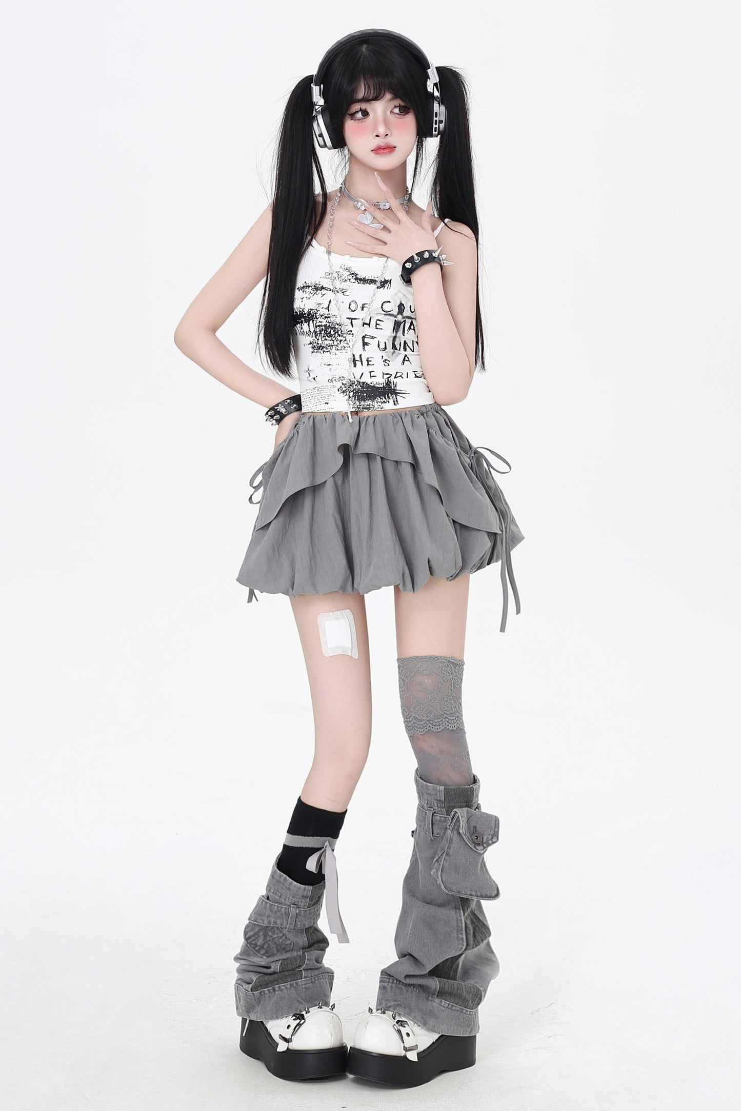 Drawstring One-Shoulder Skirt Top 3-Style