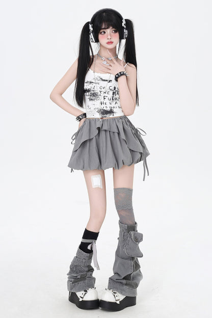 Drawstring One-Shoulder Skirt Top 3-Style