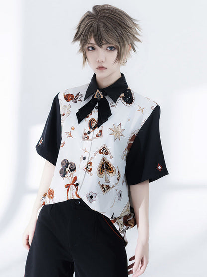 Embroidery Shirt + Shorts Retro Print Flowerdrunk