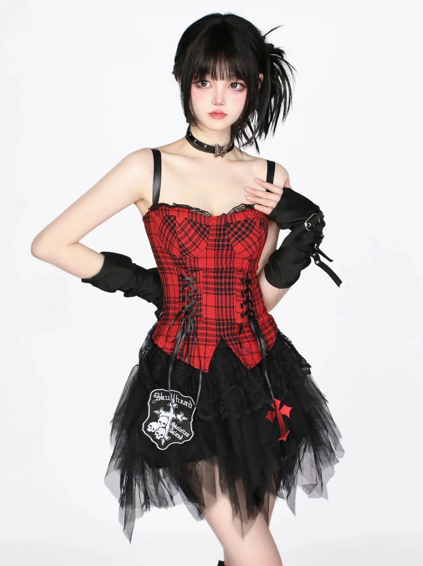 Tulle Girl Cake Skirt Rock Gothic Red + Camisole