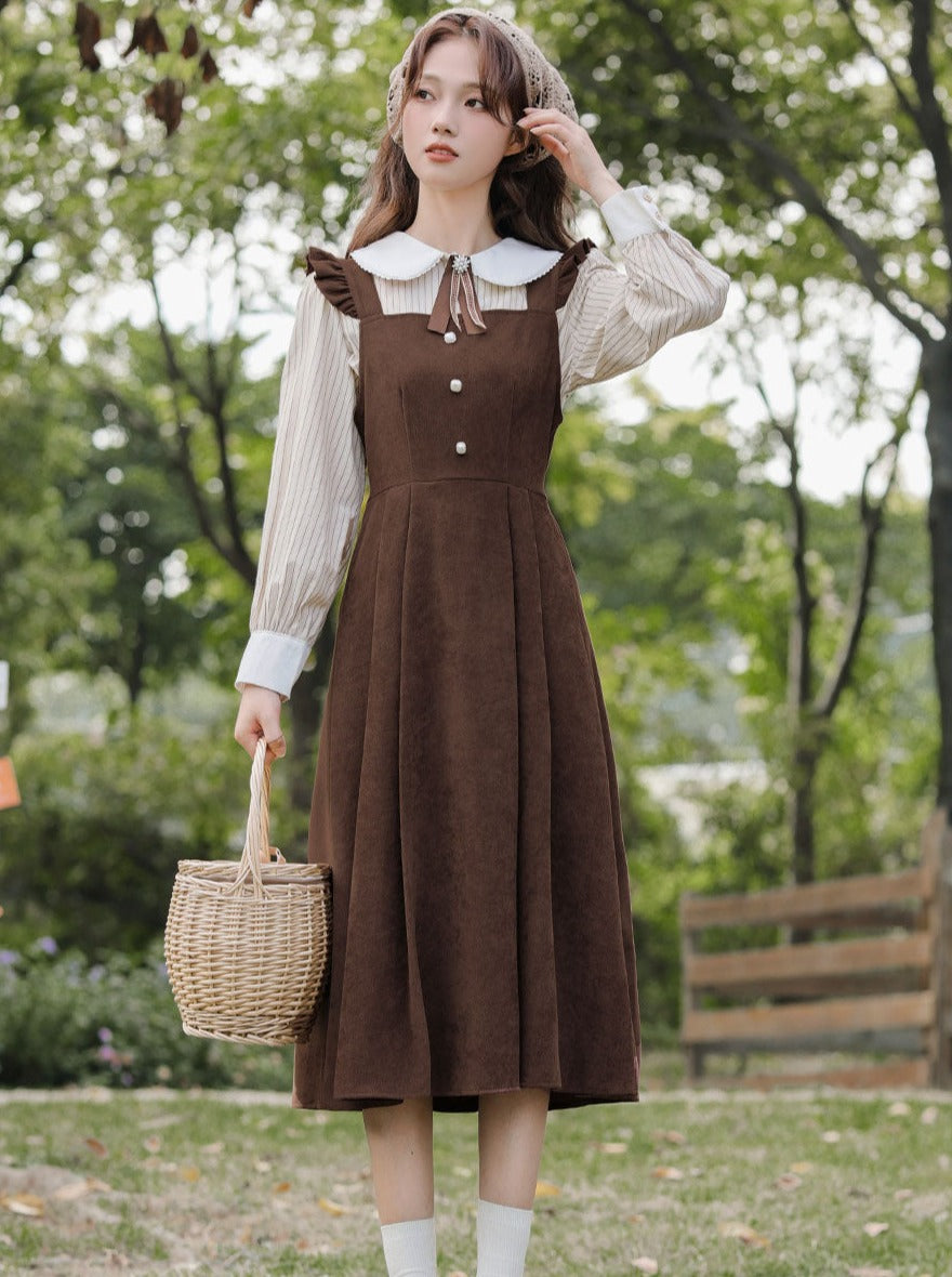 Style universitaire, chemise à bretelles, deux pièces, robe américaine