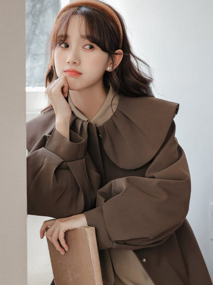 Preppy Coat Cape French Trench Style