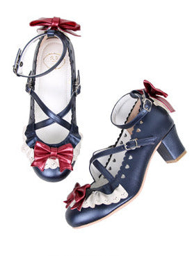 Shoes Heel Lace Elegant Original Lolita Mid