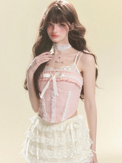 Camisole Tops Spitze Rüschen