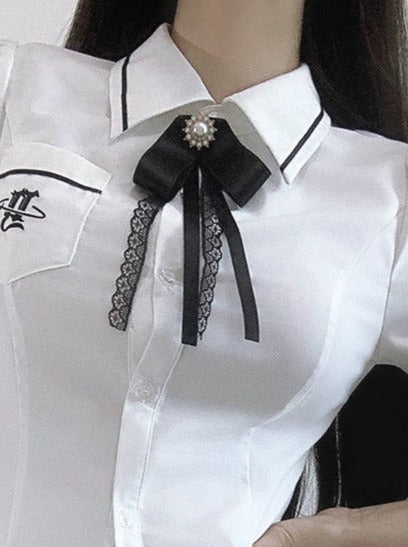 Jacket College Vest + Skirt Shirt Box + Slim Pleated Girl Sweet Ribbon Style