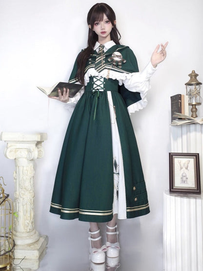 ブラウス トラベラースカート 新作 + ショートケープ フレアタイム レースアップ