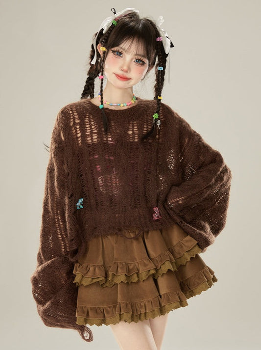 Brown Skirt Retro Corduroy