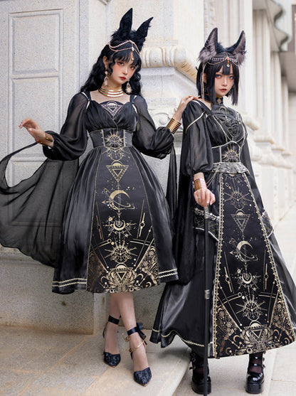 フルスリーブモデル シースルーショートヤーンドレス ショルダー + サス + ナイトメアホルス