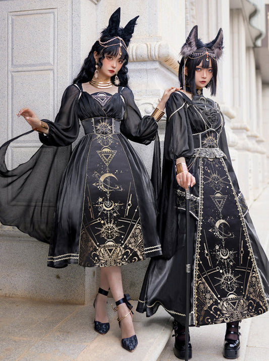 フルスリーブモデル シースルーショートヤーンドレス ショルダー + サス + ナイトメアホルス