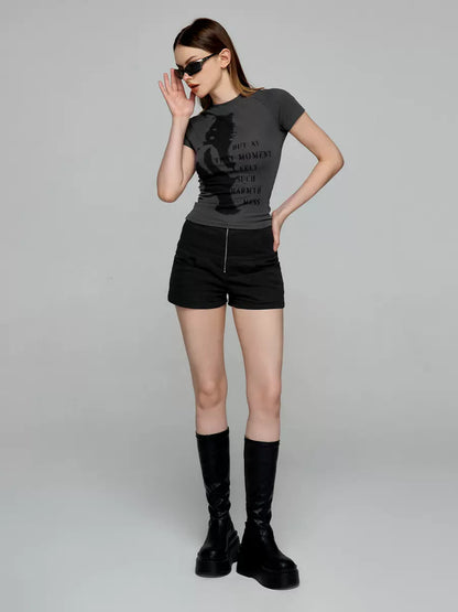 パンツ ジッパー タイト ショート