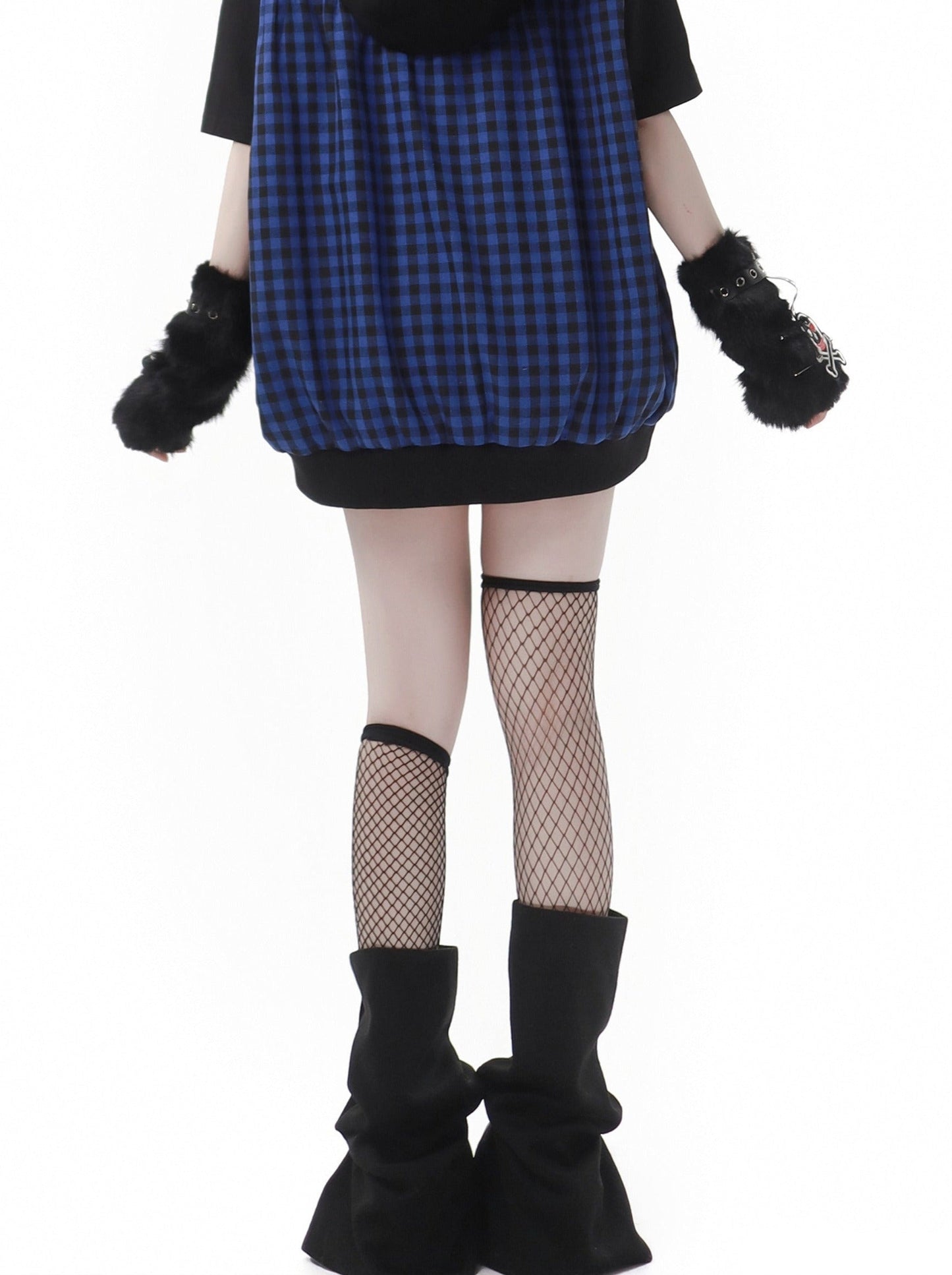 キャットブルーフィーディチェック耳デザインスーツサマーステッチストラップ