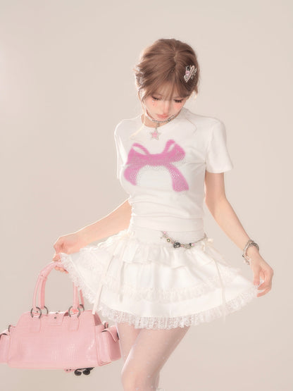 Top Short Summer Ribbon Sheer