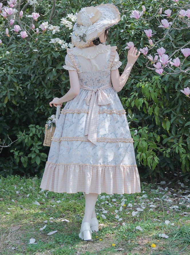 Lolita-Sommerrock mit süßem Druck und Blumenstickerei