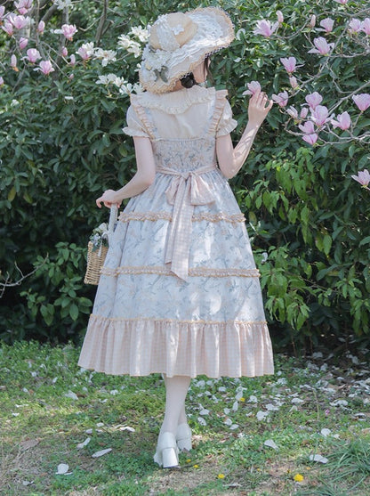 Lolita-Sommerrock mit süßem Druck und Blumenstickerei