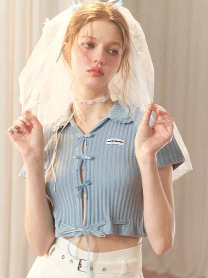 Hot Girl Satin Schleife Süßes Kurzes Top