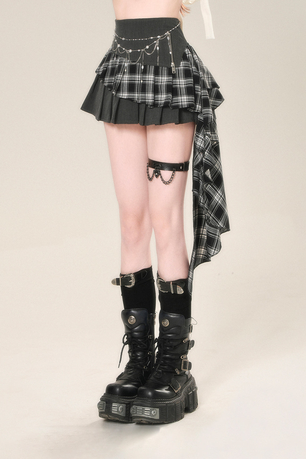 Aラインアメリカンミニスカートチェック