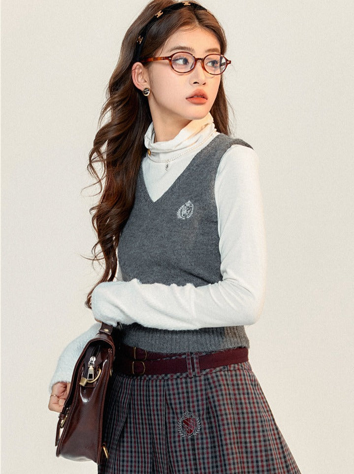 ワンベストネックニットトップスタイルポイントカレッジ