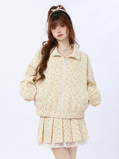 Zip Plissee Spitzenjacke Klein Kurz/Lang + Rollalrock