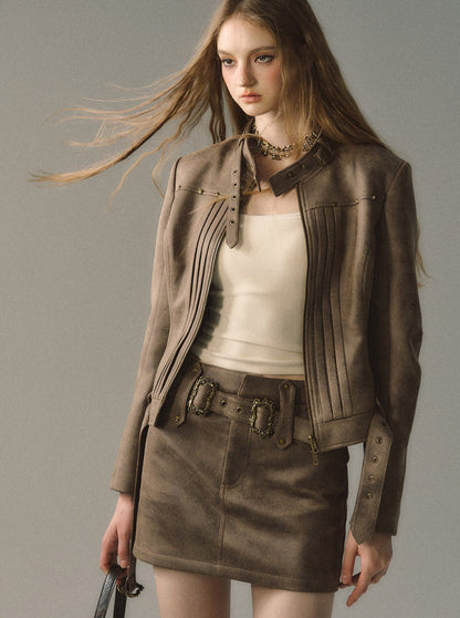 モードオークルのアシンメトリーベルトスカート