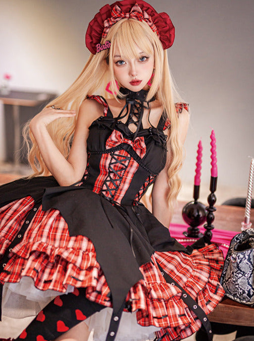 ドレスチェックパンクサスペンダーアクセサリーヘッドロックイレギュラーホルターネック