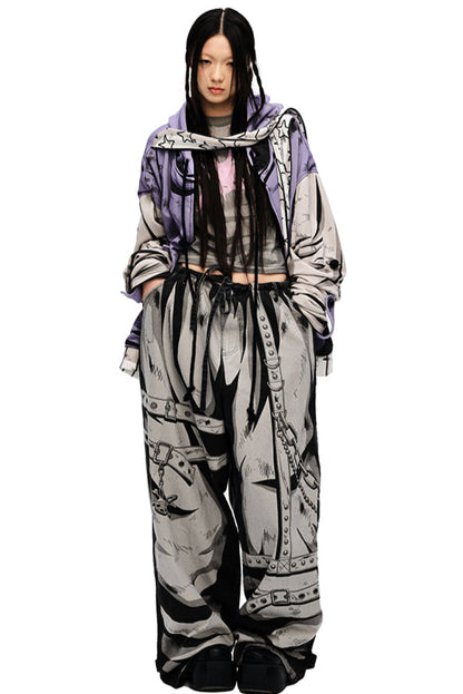 Hand 3D pants design loose painted