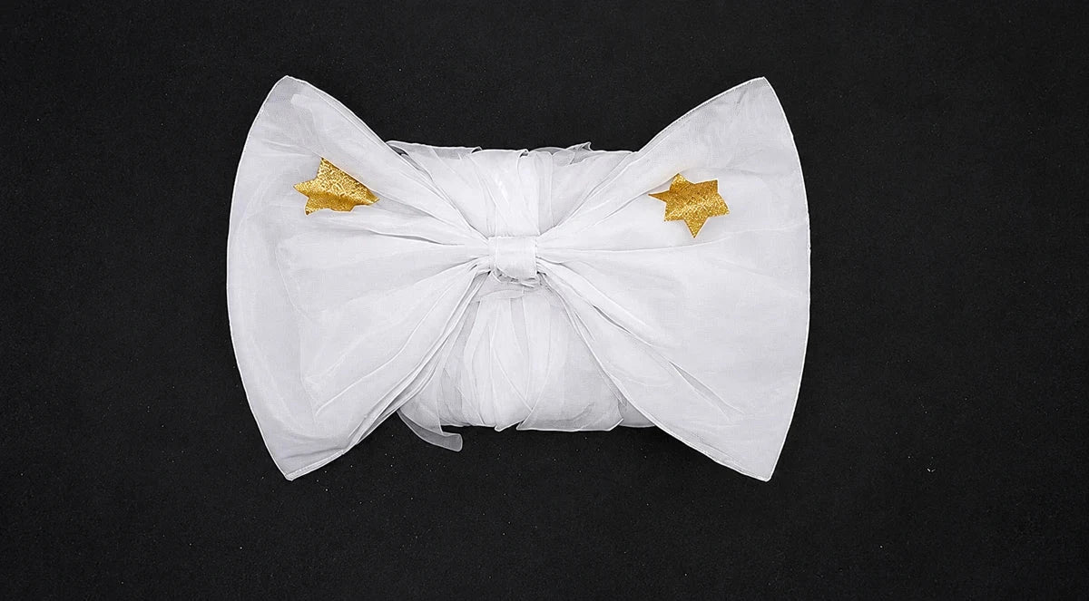 Separately sold Sakura Snow Angel white rear waist bow with gold stars