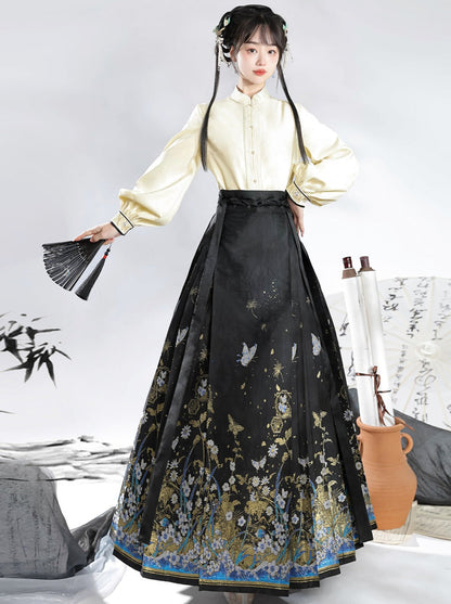 Weste Rock Plissee Bluse Wunderschöner Schmetterling