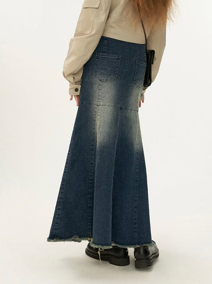 Denim Mermaid Retro Skirt