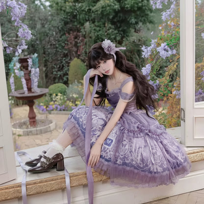 Mirror Butterfly Elegant Purple Lolita JSK / Accessories