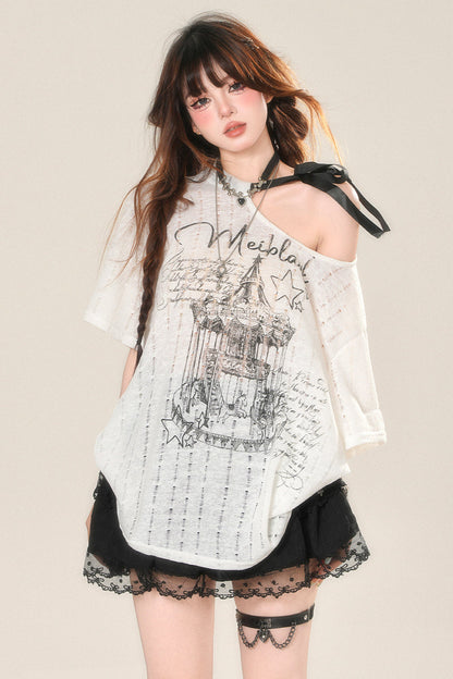 ショルダーダークトップスシアー