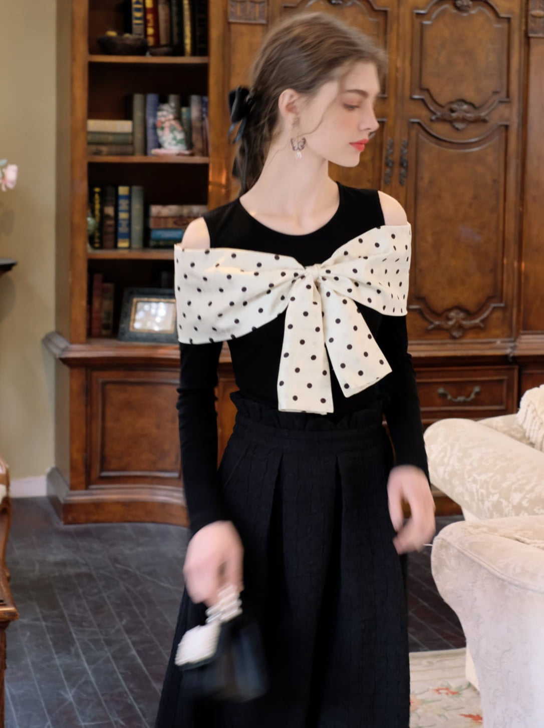 ロングスカート ブラウンボブトップ ドットクイーン+シュガー