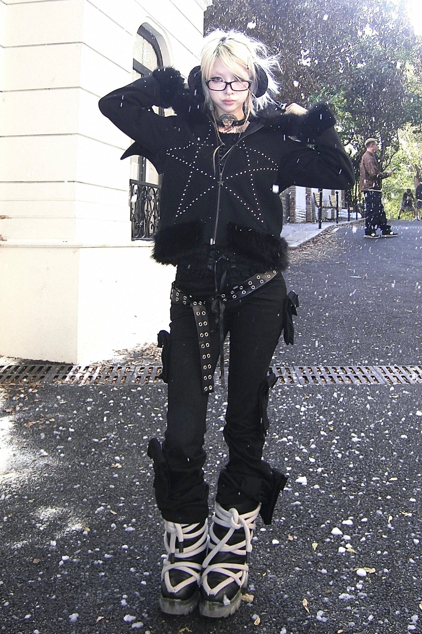 Dark Pentagram Coat Patchwork Hoodie