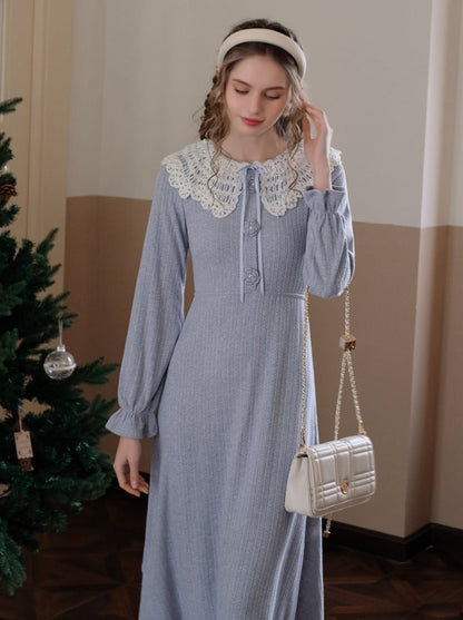 ドレス ブルー レトロ エレガント