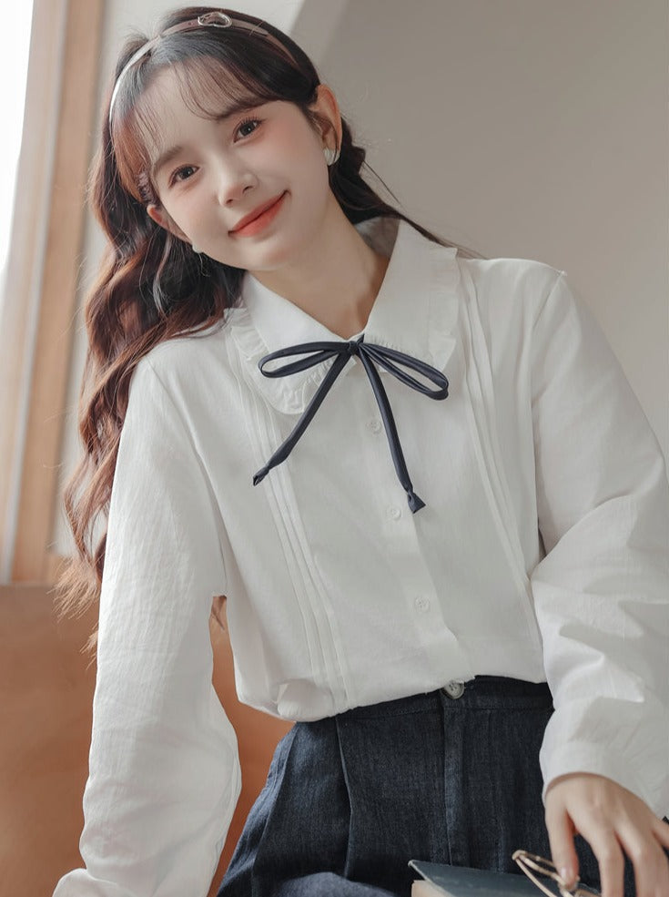 French Blouse Ribbon Retro