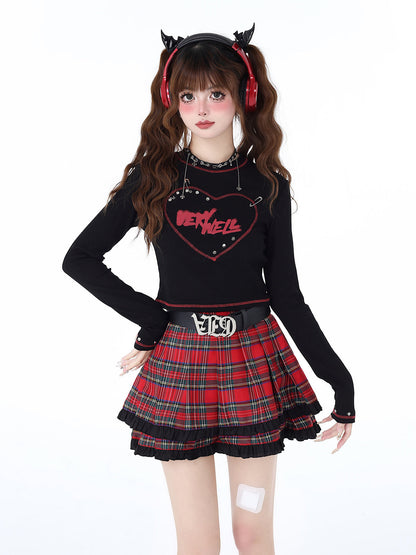 Hot Pin Fit Top Love Slim Print Mädchen Retro