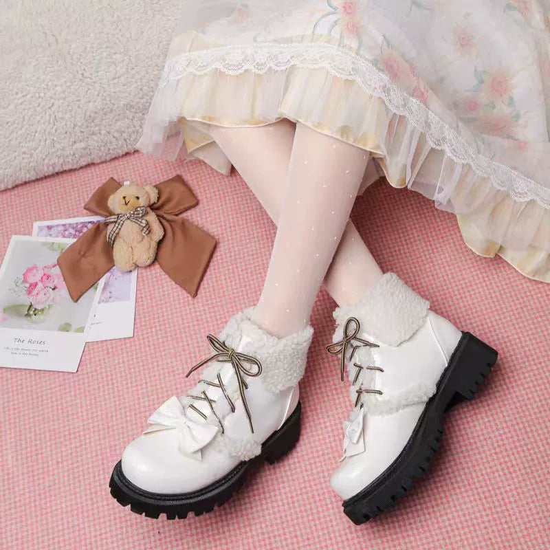 34-43 Lolita Brown British Martin Plush Boots