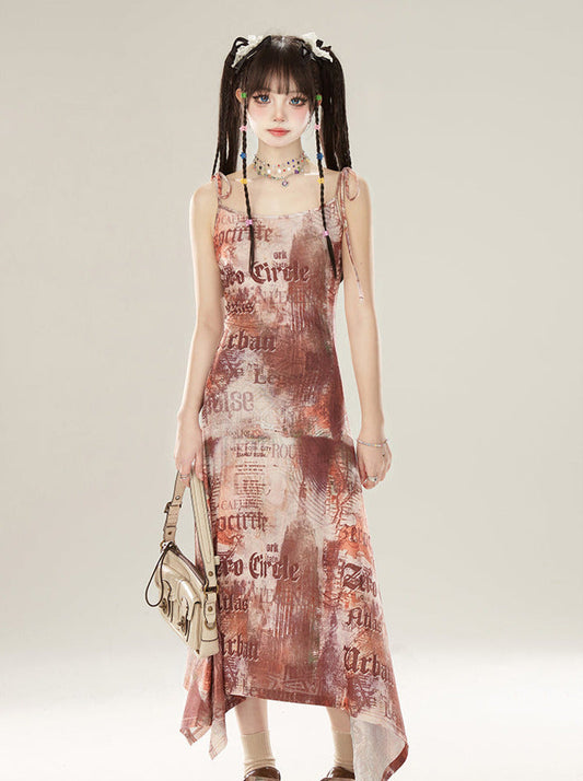 ドレス デジタル イレギュラー プリント サスペンダー アメリカン