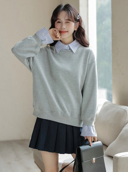 Loose Pullover Striped Top Two-piece