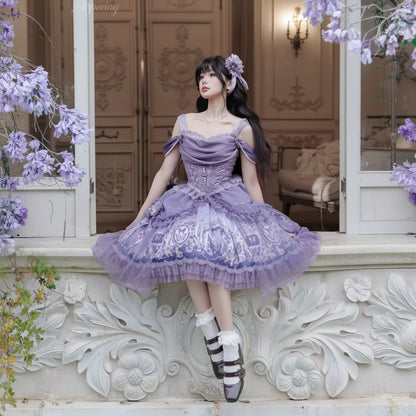 Mirror Butterfly Elegant Purple Lolita JSK / Accessories
