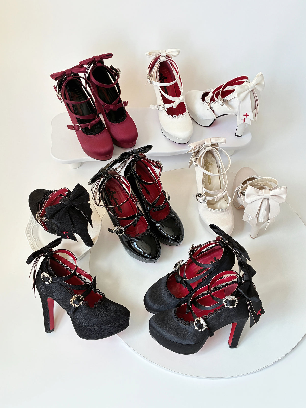 Holy Relic Cross Gothic Lolita heels in six color and finish options