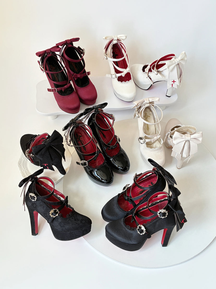 Holy Relic Cross Gothic Lolita heels in six color and finish options