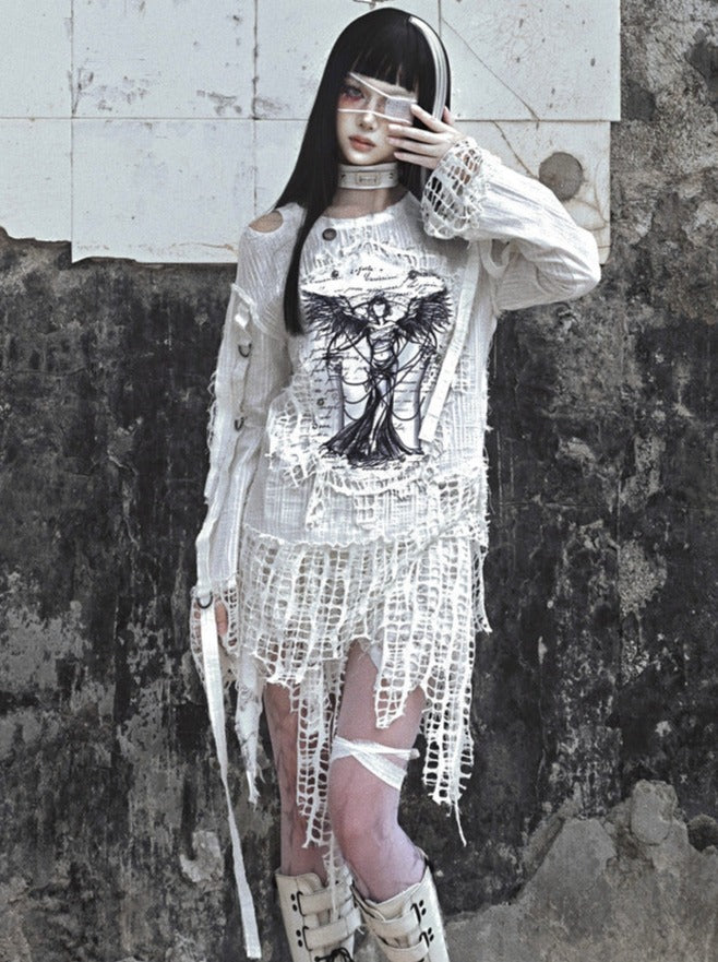 Girl Tops Illustration Window Damaged